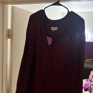 Ava & Viv Burgundy and Black Blouse